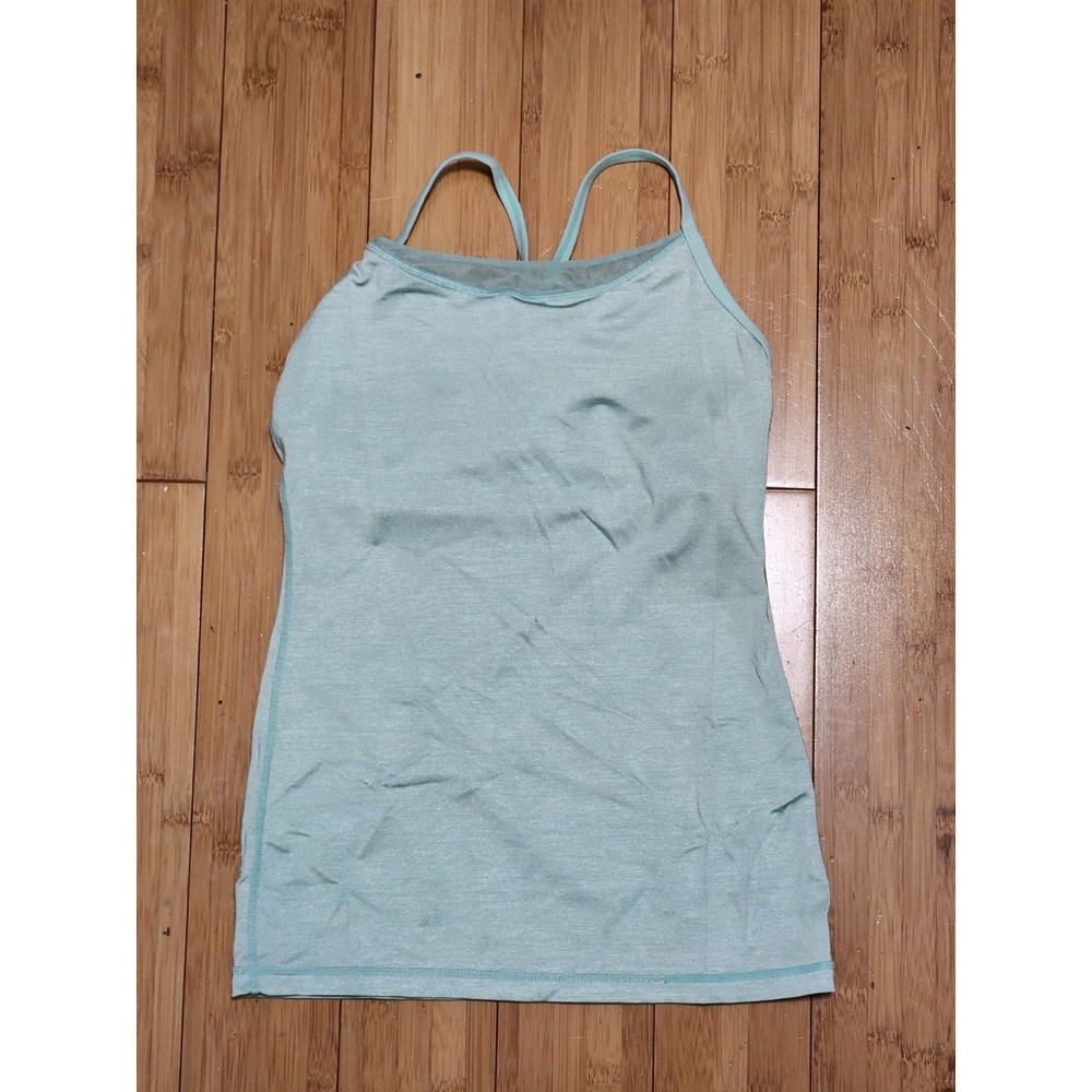 Lululemon Power Y Tank Top Womens 4 Blue Built In Bra Racerback Gym Yoga Workout